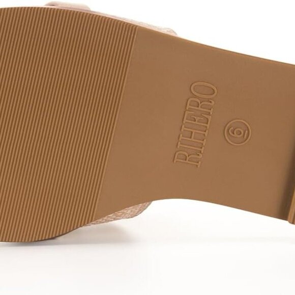 Women's Flat Sandals Leather Open Toe Square Toe Slip On Summer Comfort - Picture 4 of 7